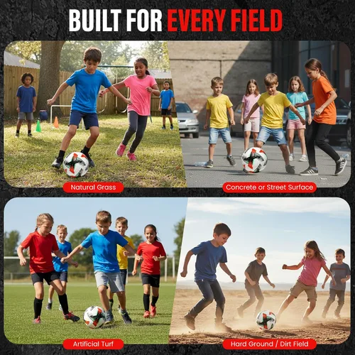 Vista 5 de Balón de fútbol profesional tamaño 4 y 5 – Pelota de entrenamiento y partido sin costuras para jóvenes, niños y adultos, piel sintética impermeable