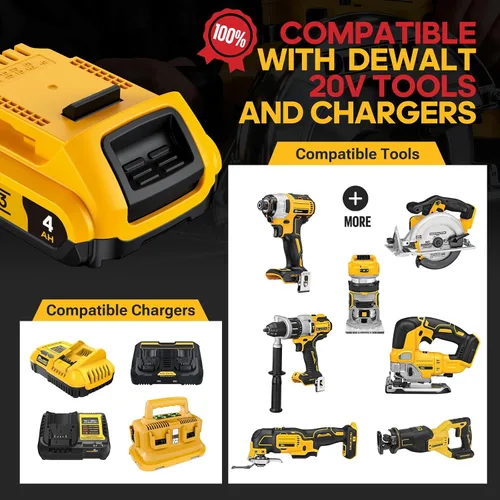 Vista 4 de Reemplazo 4Ah compatible con batería Dewalt 20V MAX con alta capacidad