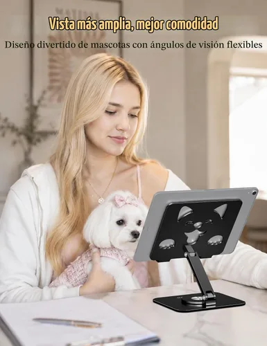Vista 6 de Aoviho Soporte ajustable para tableta, soporte de aluminio giratorio de 360 Negro