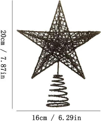 Vista 2 de BinaryABC Estrella para árbol de Navidad, adornos brillantes para decoración del árbol de Navidad, 7.9 in (negro) Durable Iron with a Glittering