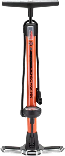 Vista 14 de Schwinn Serie Air Center o bomba de piso básica, para una gama de bicicletas, 100, 120 o 160 PSI, mango de agarre suave, cabezal doble para válvulas