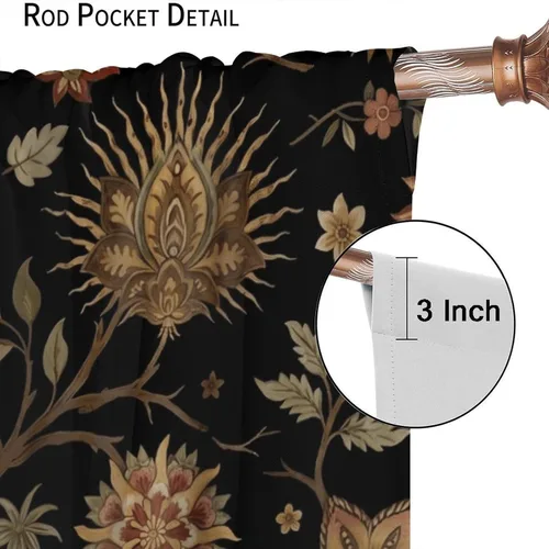 Vista 135 de Cortinas opacas con estampado de flores de cachemira, estampado de cachemira sobre fondo blanco, para decoración del hogar, cocina, restaurante