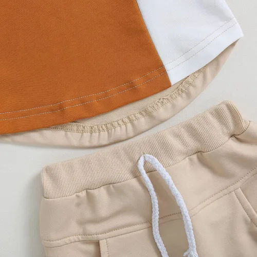 Vista 6 de FYBITBO Conjunto de sudadera de manga larga con bloques de color y pantalones de algodón para bebé niño