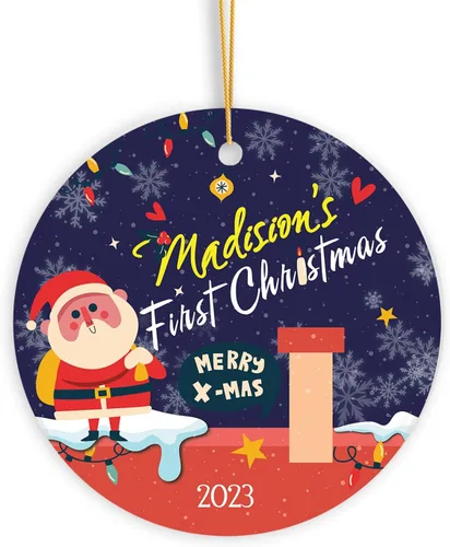 Vista 12 de Adorno de Navidad personalizado para parejas, adorno de nuestra primera Navidad juntos, regalo de recuerdo personalizado para parejas, adorno