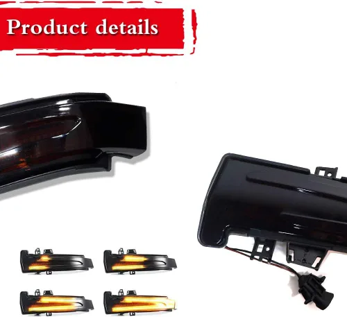 Vista 3 de Lente ahumada Switchback blanco ámbar dinámico intermitente secuencial LED espejo lateral luz de giro montaje para Mercedes-Benz C E S CLA CLS GLK