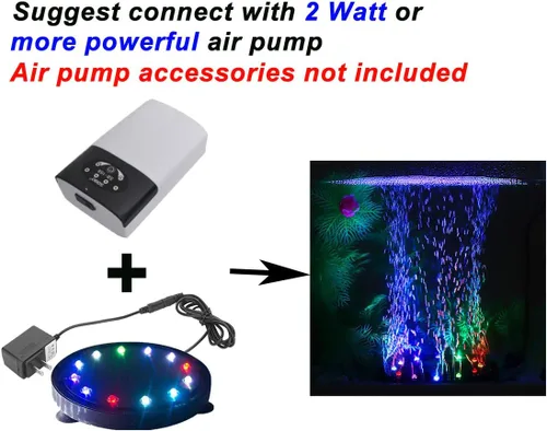 Vista 3 de 5 pulgadas 12 LED acuario burbuja luz aire piedra, tanque de peces LED burbuja bomba de aire sumergible bomba de aire lámpara de piedra burbuja