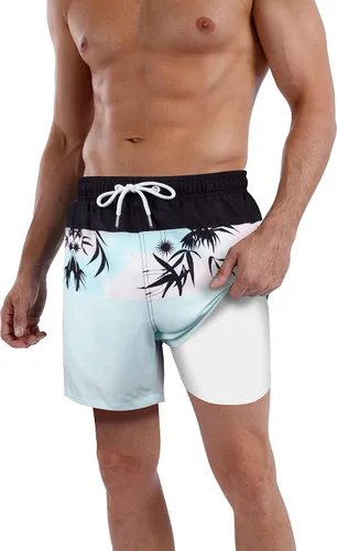 Vista 41 de Traje de baño para hombre con forro de compresión de secado rápido de 5.5 pulgadas con forro tipo bóxer amarillo (1-Yellowstar)
