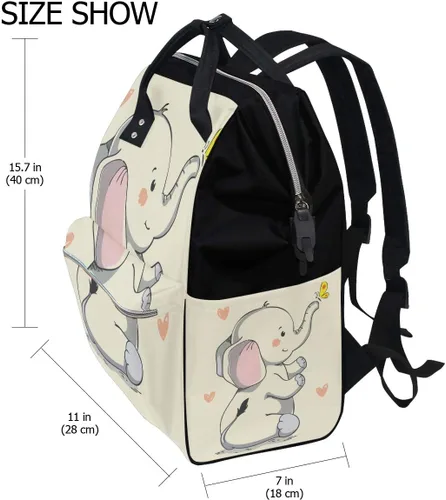Vista 2 de Bolsa de pañales Mochila Pretty Smiling Elephant Casual Daypack Bolsas de pañales multifuncionales, Multi, Mochilas Daypack