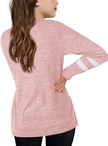 Vista 2 de Apbondy Camisetas casuales de manga larga con cuello redondo y rayas sueltas para niñas