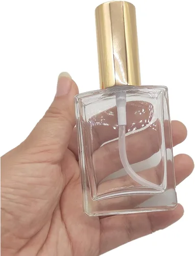 Vista 4 de Botella de spray de vidrio cuadrada de 8 piezas, pequeño recipiente recargable con niebla fina srpayer, botella de perfume