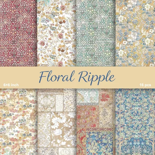 Vista 18 de PRSTINCOL Papel para álbum de recortes, 16 hojas de 6 x 6 pulgadas, suministros de álbum de recortes de estilo de ventana azul, papel de decoupage