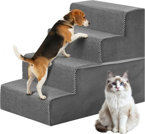 Vista 8 de DUMOS Escaleras para perros y gatos pequeños, escalones curvados de 3