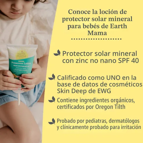 Vista 2 de Loción protectora solar mineral Uber-Sensitive SPF 40 para niños de Earth Mama