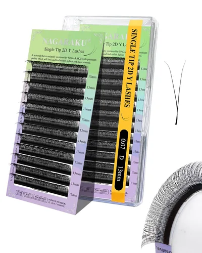 Vista 72 de NAGARAKU YY - Extensiones de pestañas, suministros Y, Lash 4D, Easy Fan, pestañas cruzadas de volumen ruso, pestañas YY, tejidas a mano, malla