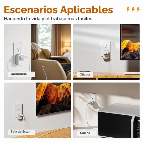 Vista 7 de TESSAN Protector de sobretensiones de 1050 julios, protector de sobretensiones de un solo enchufe con indicador de luz protegida, toma de pared
