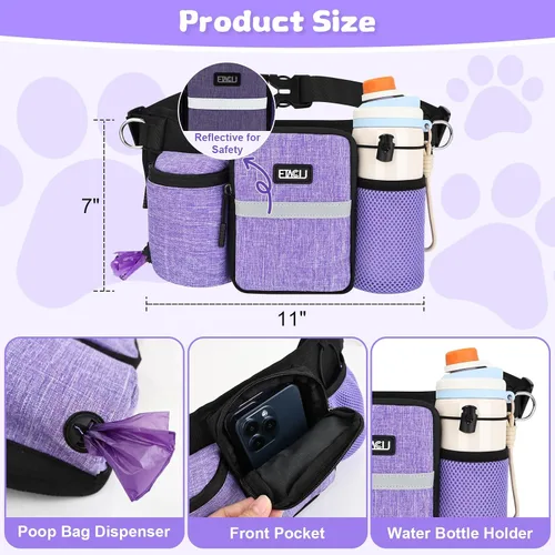 Vista 2 de ETACCU Correa de perro resistente manos libres con bolsa de cremallera cinturón para perros grandes y medianos para correr, caminar, trotar