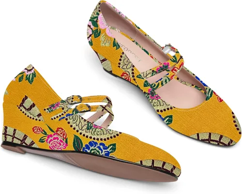 Vista 7 de SHOWFOREST Zapatos de tacón bajo con hebilla de punta redonda para mujer, con correa ajustable y correa ajustable, 2 pulgadas