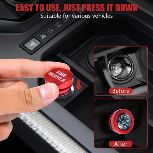 Vista 4 de SenseYo 3 Piezas Cubierta de Enchufe de Encendedor de Cigarrillos de Automóvil de Aluminio Se Adapta a la Mayoría de Vehículos Fuente de Rojo
