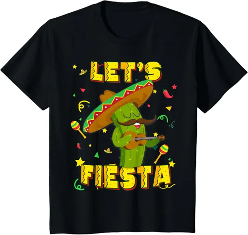 Vista 37 de Cinco De Mayo - Camiseta de regalo con sombrero de cactus Let's Fiesta, Negro, S