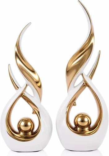 Vista 7 de 2 estatuas de cerámica de oro azul para decoración del hogar, esculturas modernas de arte abstracto, elegantes objetos decorativos de mesa