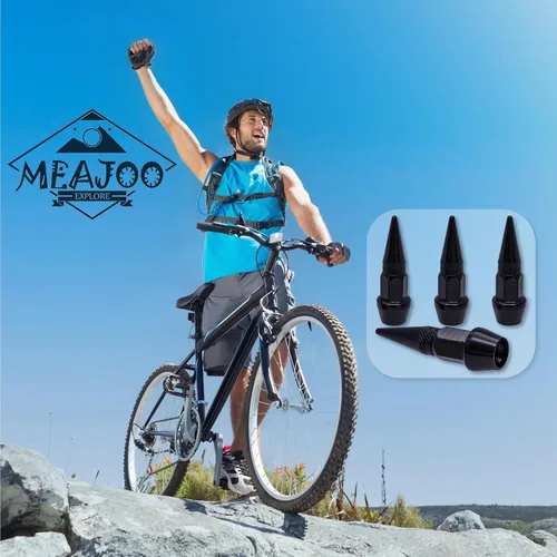 Vista 4 de 4 piezas de tapas de válvula de neumático con estilo púas, cubiertas de válvula de neumático universales de aleación de aluminio a prueba de polvo