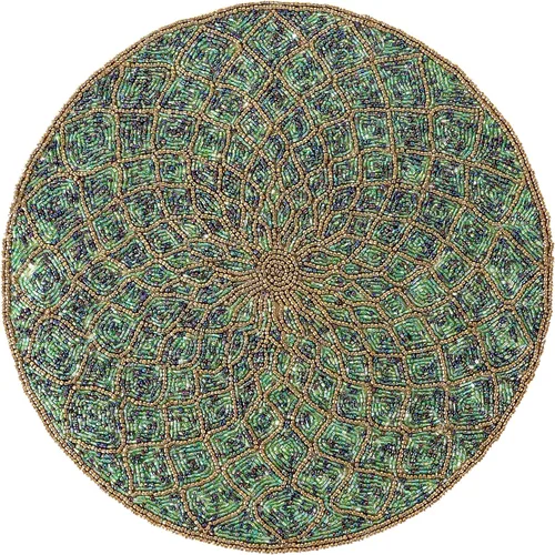 Vista 20 de 4 Piezas Manteles Individuales con Cuentas - Manteles de Mesa Redondos de Cuentas de Vidrio de 13 Pulgadas con Respaldo de Algodón - Elegantes