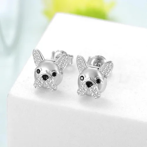 Vista 2 de SchnauzerMaltésBulldog francésCorgiLabradorYorkieChihuahua Aretes de plata de ley 925 para perro, joyería de perro, regalos para mujeres