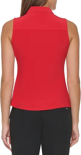 Vista 4 de Tommy Hilfiger Camiseta de punto clásica con cuello y botones frontales para mujer