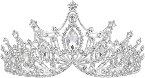 Vista 13 de Kamirola Corona de Reina Barroca, Corona Nupcial de Boda con Diamantes de Imitación y Tiaras Diadema de Cristal Para Cumpleaños Baile de Graduación