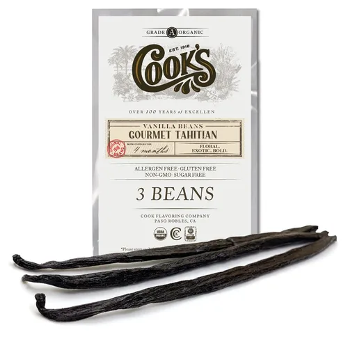 Vista 9 de Cook's, Granos de vainilla orgánicos de Tahití, grado A, la mejor vainilla gourmet fresca premium del mundo, certificado orgánico por CCOF, 10