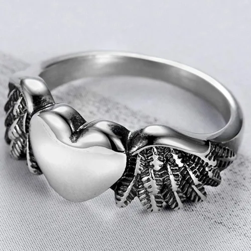 Vista 2 de Jude Jewelers - Anillo de boda con forma de corazón con forma de alas de ángel