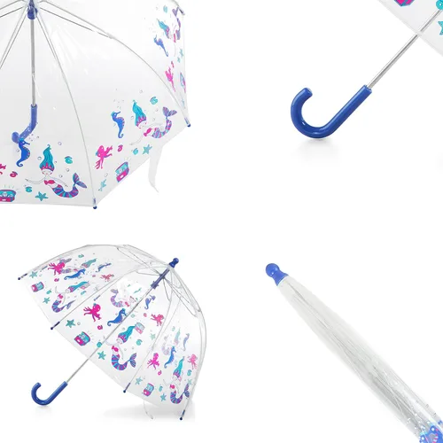 Vista 4 de Totes Kids Clear Bubble Umbrella, Ocean Princess
