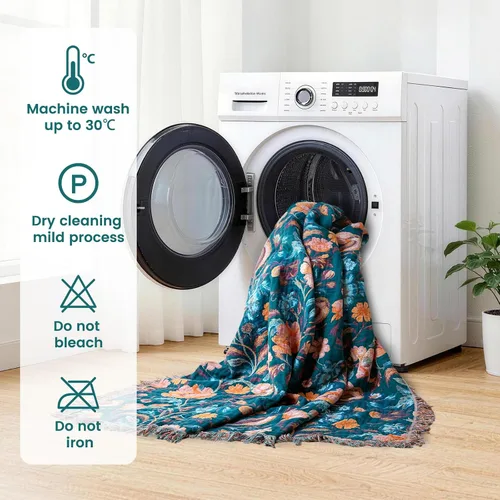 Vista 161 de MSGKV - Manta bohemia/primaveral de algodón para sofá y sala de estar, de gasa acogedora, de 50 x 60 pulgadas 50"x60" Cotton Throw, Woven Bird