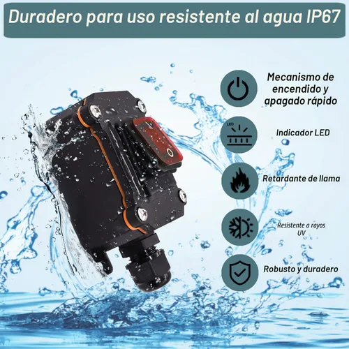Vista 3 de Interruptor de línea de 12V IP67 impermeable, interruptor de palanca de encendido/apagado de 20A para exteriores, CC 12V-24V con botón basculante