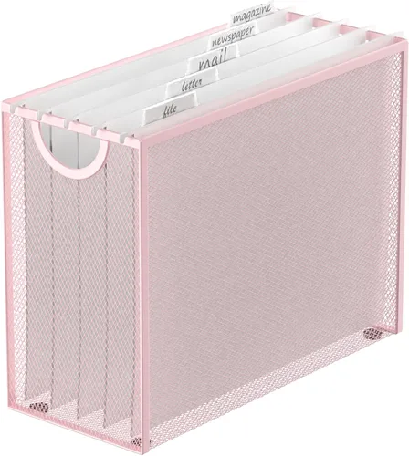 Vista 8 de Sinboun Organizador de archivos colgante tamaño carta, caja de archivo incluye 5 carpetas colgantes, armarios de almacenamiento de cartas de malla