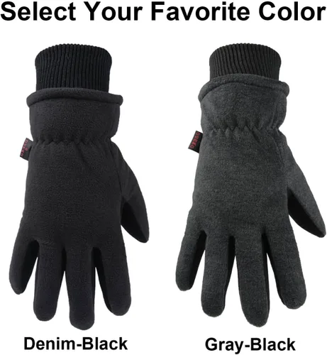 Vista 6 de OZERO Winter Gloves Deerskin Suede Leather and Insulated Polar Fleece Water Resistant Thermal Gifts for Men and Women