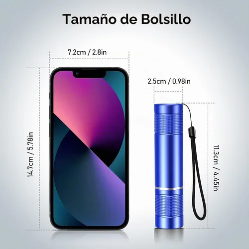 Vista 6 de Blukar Linterna recargable, linternas de enfoque ajustables superbrillantes Azul