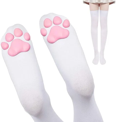 Vista 3 de Calcetines de patas de animales, loco diseño en 3D de patas de gatos, perros y tigres. Divertido regalo navideño para mujer u hombre adultos