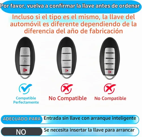 Vista 2 de Tukellen Compatible con llave de Nissan, funda de cuero genuino hecha a mano para Altima Pathfinder Armada Murano Maxima Rogue Infinity Smart Remote