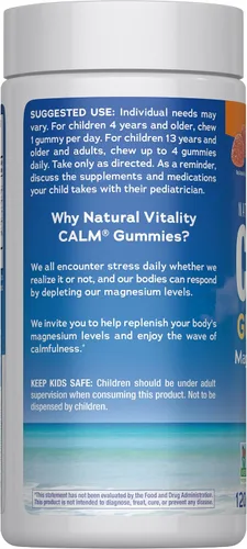 Vista 3 de Natural Vitality Gomitas de magnesio calmantes 330 mg por porción