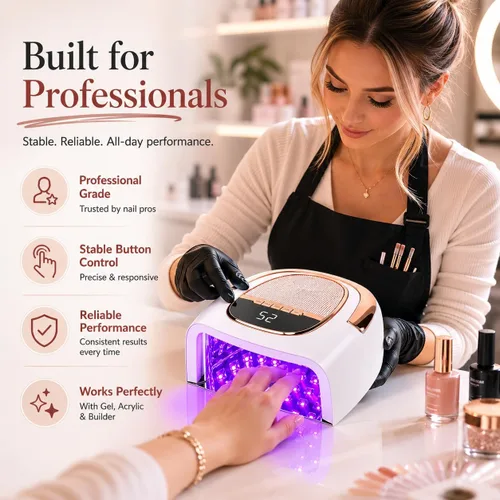 Vista 6 de Lámpara de uñas inalámbrica LED UV de 96 W para uñas de gel y acrílicas, secador de uñas recargable con batería de 15600 mAh (más de 60 usos)