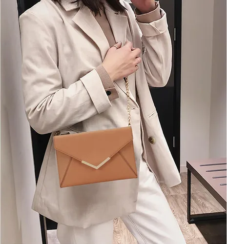 Vista 7 de Dexmay - Bolso de mano tipo sobre para mujer, tamaño mediano, de piel saffiano, plegable