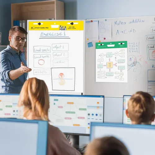 Vista 7 de Super Sticky Easel Pad,25 in x 30 in Self Stick Flip Chart Paper,30 Sheets/Pad,2 Pad/Pack,Large White Premium Anchor Chart Paper,Easel Paper for