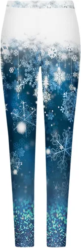 Vista 5 de Leggings navideños para mujer, pantalones largos con estampado de cintura alta, pantalones ajustados de cintura elástica