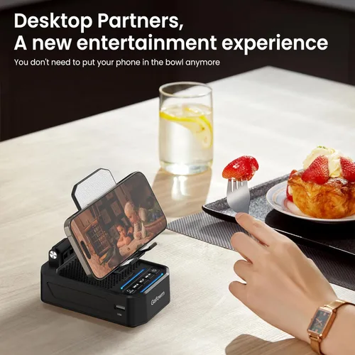 Vista 6 de Soporte para teléfono celular con altavoz Bluetooth de inducción inalámbrica instantánea, sin necesidad de emparejamiento Bluetooth, conexión en 1