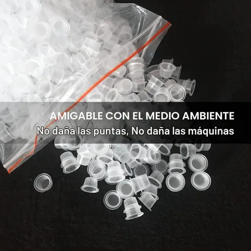 Vista 3 de Autdor Tapas de tinta pequeñas – 200 piezas de vasos de pigmento de tatuaje, vasos desechables de tinta de tatuaje para Microblading, maquillaje