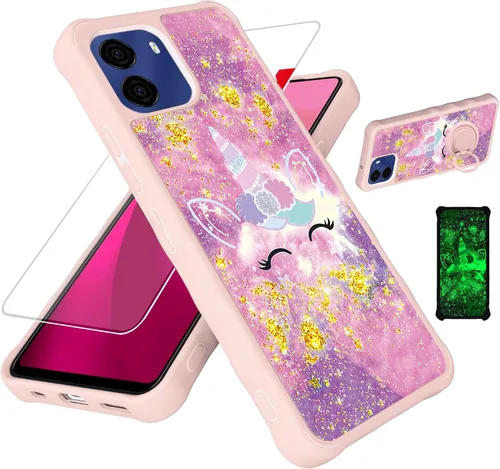 Vista 64 de jioeuinly JSF-DJS - Funda compatible con Nothing Phone 2a con protector de pantalla de vidrio templado, policarbonato duro + silicona suave, soporte