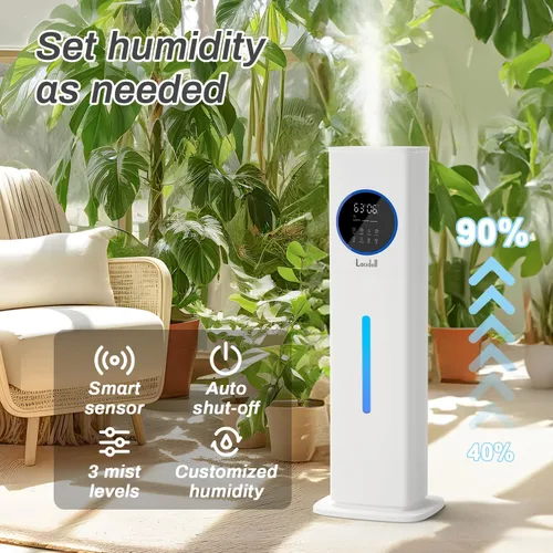 Vista 6 de LACIDOLL Humidificadores de niebla fría y cálida para dormitorio, habitación grande, humidificador silencioso de 2.1 galones para el hogar de hasta