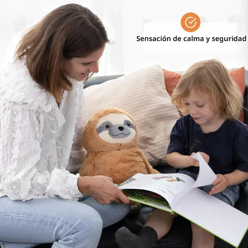 Vista 2 de Animal de peluche con peso para la ansiedad, calmante y reconfortante, 5 libras, perezoso de peluche con peso, animales de peluche para adultos