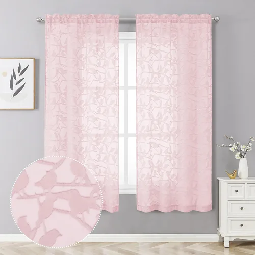 Vista 16 de OVZME Anji Clip Voile Sheer Tiers RD 2X30X36 Negro